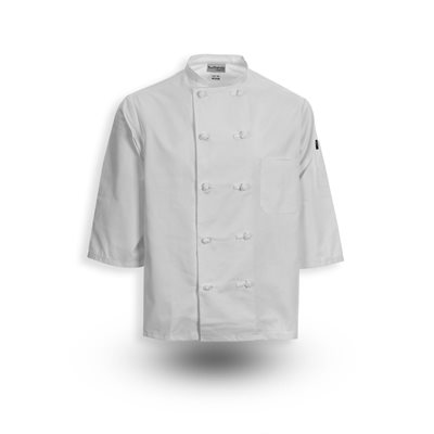 C837 Knot Button Chef Coat - 3/4 Sleeve